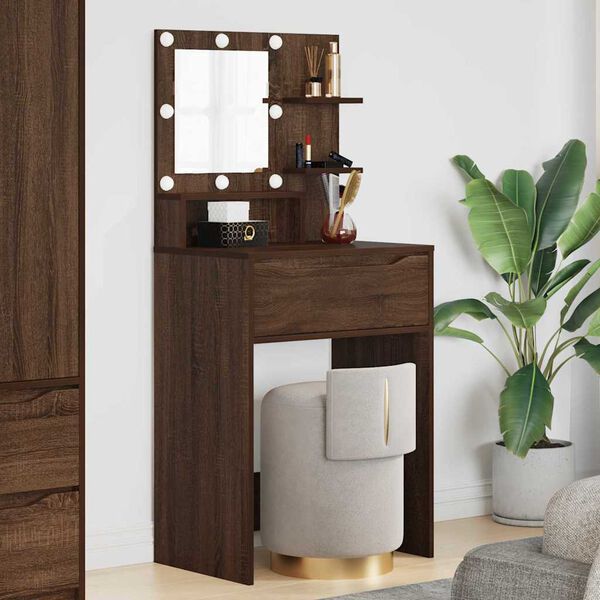 vidaXL Bedroom Dressing Tables with Shelf Brown Oak 80 x 39.6 x 135 cm