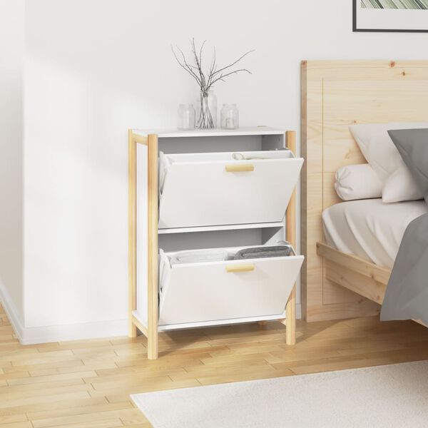 vidaXL Shoe Cabinet White 57.5x33x80 cm Engineered Wood