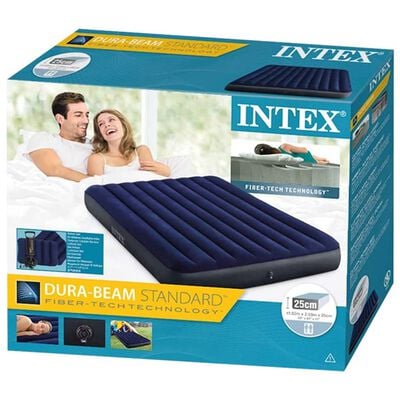 Intex Dura-Beam Inflatable Air Bed with Pump 152x203x25 cm Blue