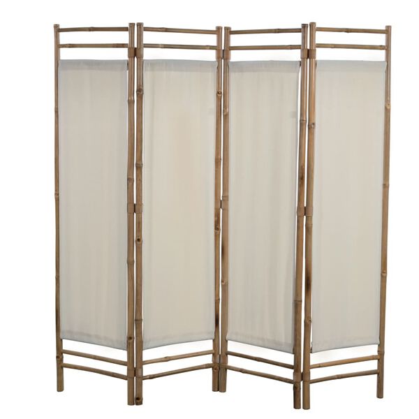vidaXL Folding 4-Panel Room Divider Bamboo and Canvas 160 cm