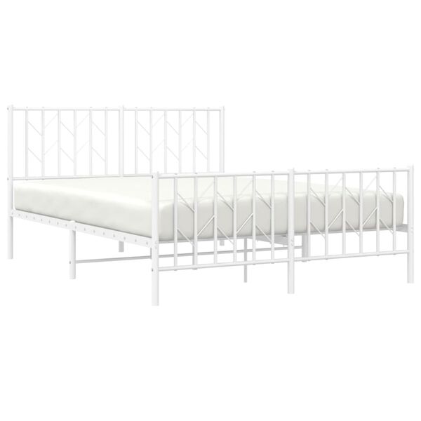 vidaXL Metal Bed Frame without Mattress with Footboard&nbsp;White 135x190cm