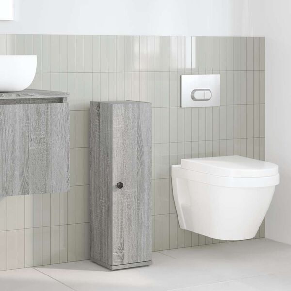 vidaXL Bathroom Cabinet with Roll Holder Grey Sonoma 20.5x22x72 cm