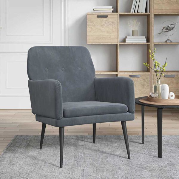 vidaXL Armchair Dark Grey 79 x 62 x 79 cm Velvet