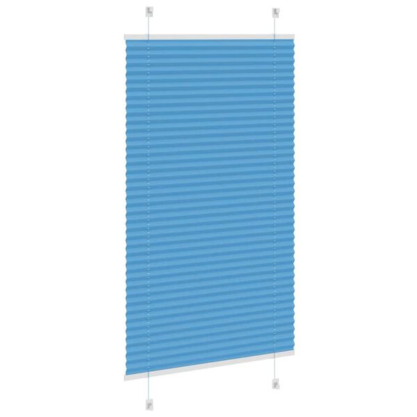 vidaXL Pleated Blind Blue 80x100 cm Fabric Width 79.4 cm Polyester