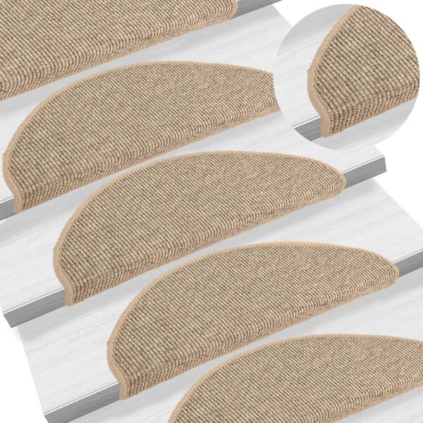 vidaXL Stair Mats 15 pcs 65x21x4 cm Dark Beige Half Round Large