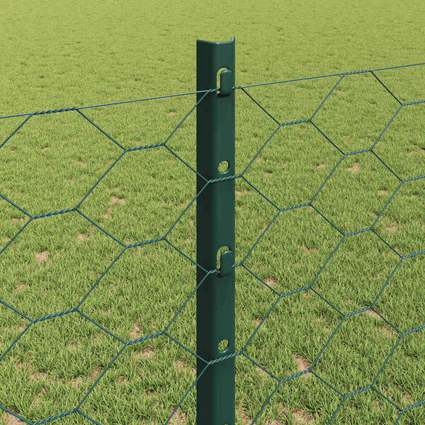 vidaXL Fence with Post Green 1.2 x 10 m Steel and PVC