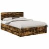 vidaXL Bed Frame with Drawer Smoked Oak 150 x 200 cm Engineered Wood