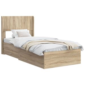 vidaXL Bed Frame with Storage and Headboard Sonoma Oak 75 x 190 cm