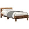 vidaXL Bed Frame with LED Old Wood 90 x 200 cm Engineered Wood