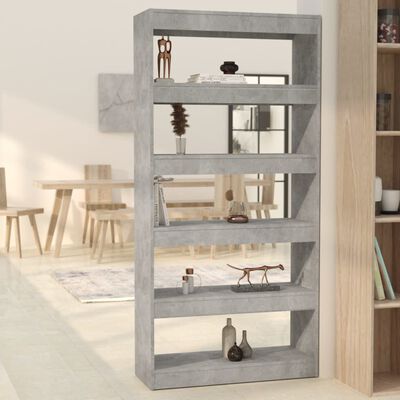 vidaXL Book Cabinet/Room Divider Concrete Grey 80x30x166 cm Engineered Wood
