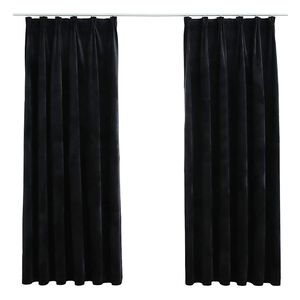 vidaXL Blackout Curtains 2 pcs with Hooks Velvet Black 140x175 cm