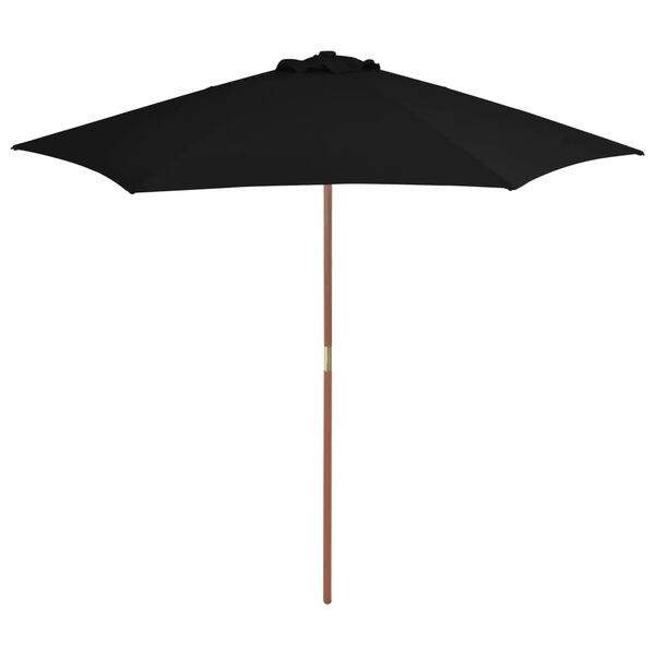 vidaXL Garden Parasol with Wooden Pole Black 270 cm