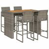 vidaXL 5 Piece Garden Bar Set without Cushions Grey Poly Rattan Acacia