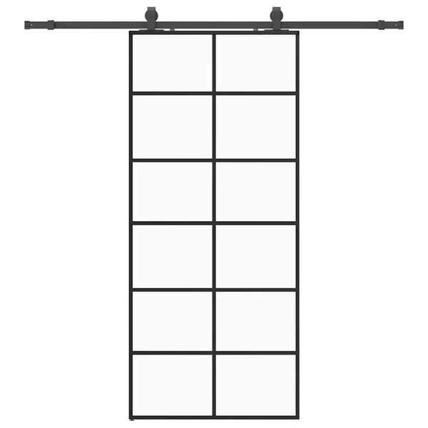 vidaXL Sliding Door with Hardware Set Black 90x205 cm ESG Glass