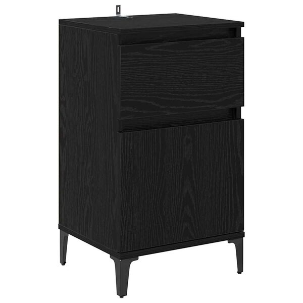 vidaXL Bedside Cabinet Black Oak 40 x 35 x 70 cm Engineered Wood