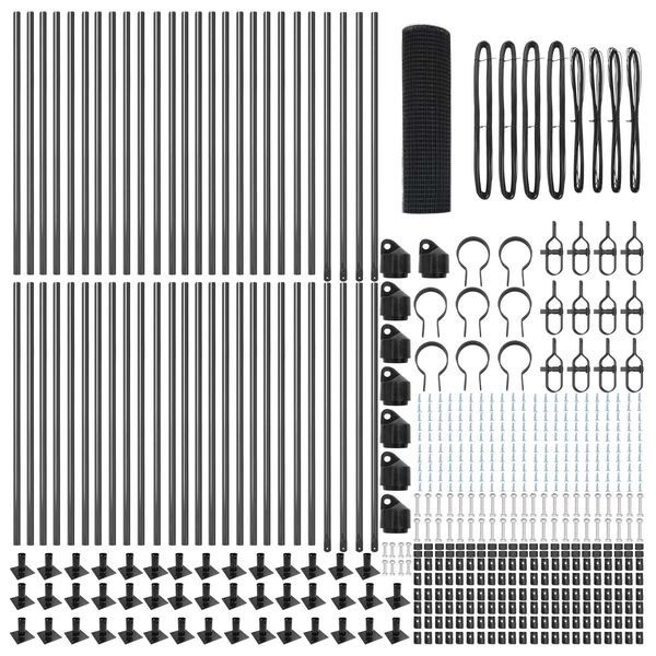 vidaXL Fence Post Grey 100 x 0.5 m (25 x 25 mm mesh) Steel and PVC