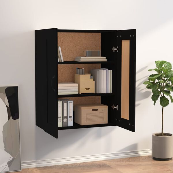 vidaXL Hanging Wall Cabinet Black 69.5x32.5x90 cm