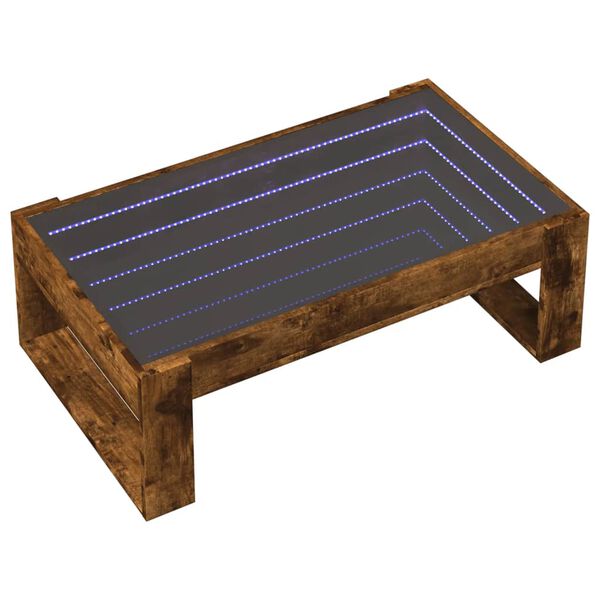 vidaXL Coffee Table with Infinity LED Smoked Oak 90x53x30 cm