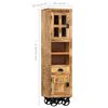 vidaXL Highboard with Wheel 38x30x143 cm Solid Rough Mango Wood