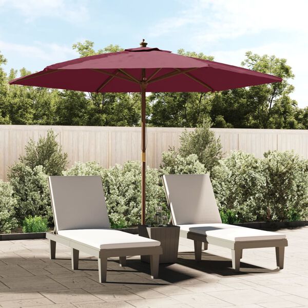 vidaXL Garden Parasol with Wooden Pole Bordeaux Red 299x240 cm