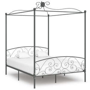vidaXL Canopy Bed Frame without Mattress Grey Metal 180x200 cm Super King