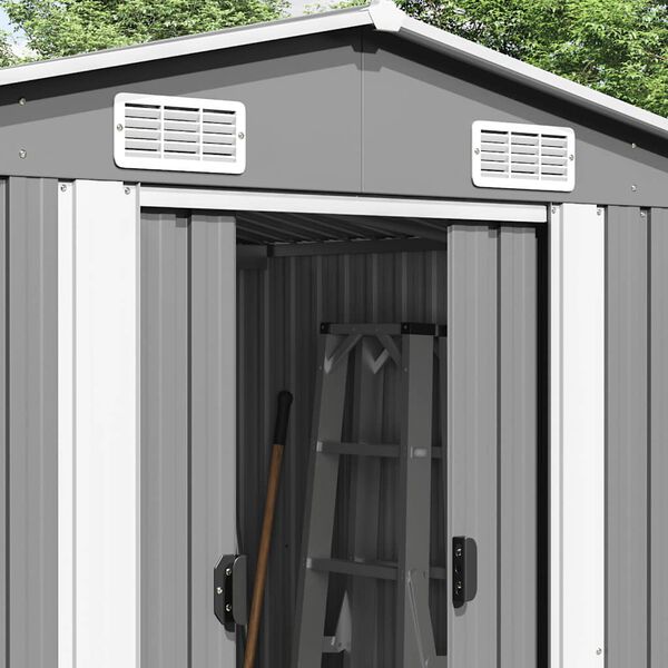vidaXL Garden Shed 257x392x181 cm Metal Grey