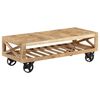 vidaXL Coffee Table with Wheels Solid Mango Wood 110x50x37 cm