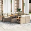 vidaXL 9 Piece Garden Sofa Set with Cushions Beige Poly Rattan Acacia