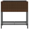 vidaXL Garden Planters with Shelf 2 pcs Brown 70x28x70 cm Poly Rattan