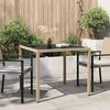 vidaXL Garden Table 90x90x75 cm Tempered Glass and Poly Rattan Beige