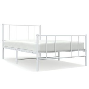 vidaXL Metal Bed Frame without Mattress with Footboard White 90x200cm