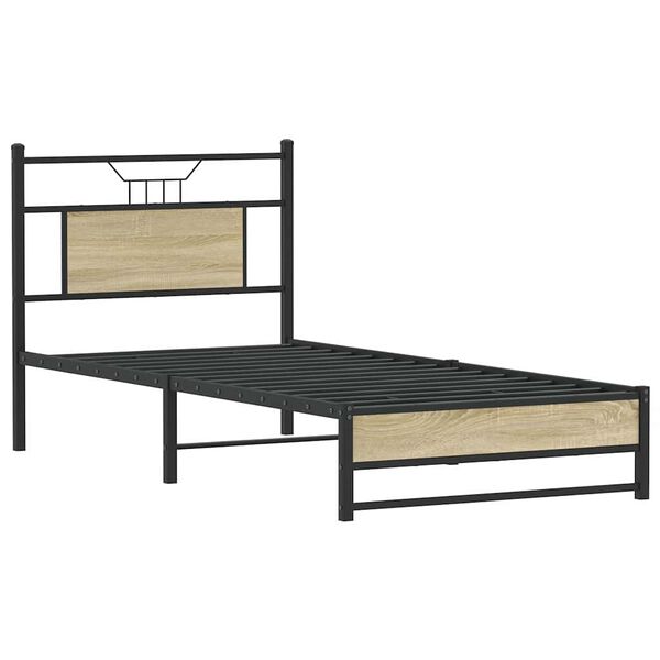vidaXL Bed Frame without Mattress Sonoma Oak 90x190 cm Single Engineered Wood