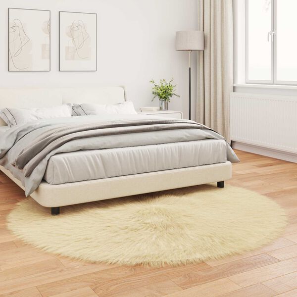 vidaXL Faux Sheepskin Rug Tafalla Cream &Oslash; 200 cm Polyester