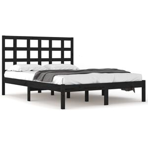 vidaXL Bed Frame without Mattress Black 200x200 cm Solid Wood