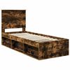 vidaXL Bed Frame with Headboard Smoked Oak 75 x 190 cm Solid Pine Wood