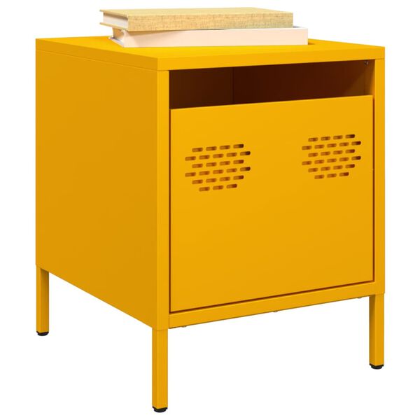 vidaXL Bedside Cabinets 2 pcs Mustard Yellow 35x39x43.5 cm Steel