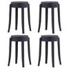 vidaXL Stool | Set of 4 | Black | Polypropylene | Medium | Stackable | Stool