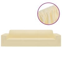 vidaXL 4-Seater Stretch Couch Slipcover Cream Polyester Jersey
