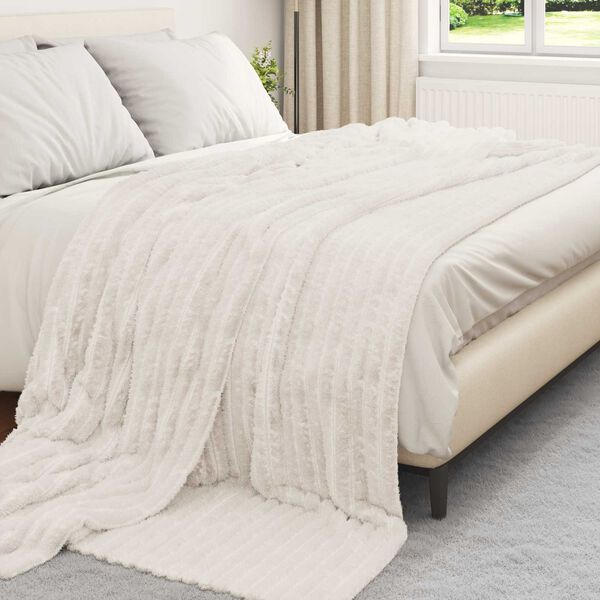 vidaXL Throw Blanket Cream 240 x 220 cm Fleece