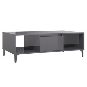 vidaXL Coffee Table High Gloss Grey 103.5x60x35 cm Engineered Wood