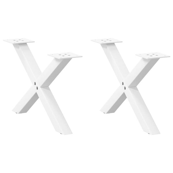 vidaXL Coffee Table Legs X-Shaped 2 pcs White 60x(30-31) cm Steel