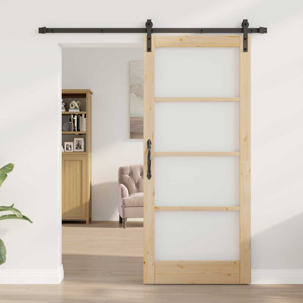 vidaXL Sliding Door ORKDAL Natural and Black 86 x 198.5 cm