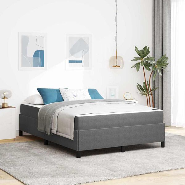 vidaXL Bed Frame with Mattress Light Grey 140 x 190 cm Fabric
