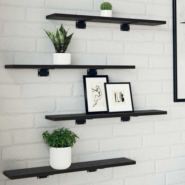 vidaXL Bookshelf Board 4 pcs Black 60 x 10 x 1.5 cm Engineered Wood