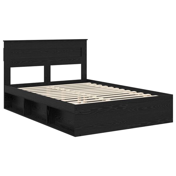 vidaXL Bed Frame with Mattress Black 140 x 200 cm Solid Pine Wood