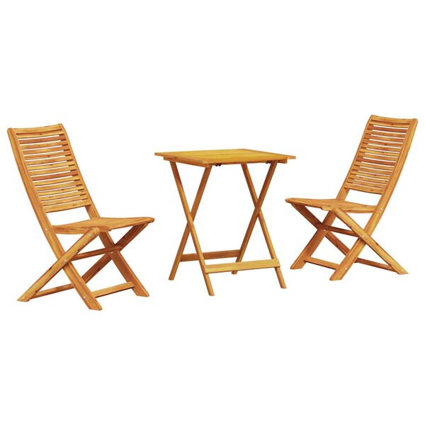vidaXL Folding Bistro Set Folding 3 pcs Brown Solid Acacia Wood