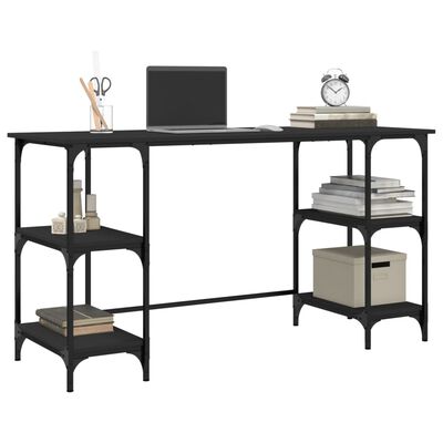 vidaXL Desk Black 140x50x75 cm Metal and Engineered Wood