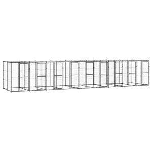 vidaXL Outdoor Dog Kennel Steel with Roof 21.78 m&sup2;