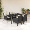 vidaXL 5 Piece Garden Dining Set with Cushions Black Poly Rattan
