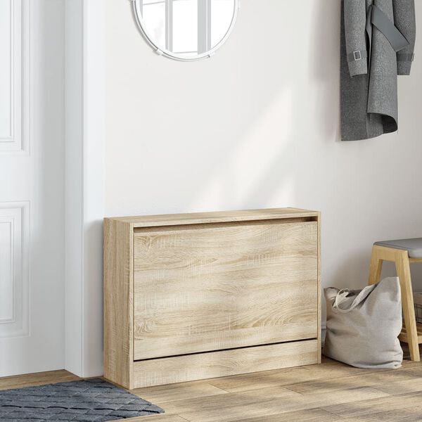 vidaXL Shoe Cabinet Sonoma Oak 80x21x57 cm Engineered Wood